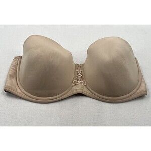Vanity Fair Womens 42D Tan Underwire Padded Back Closure Strapless Bra